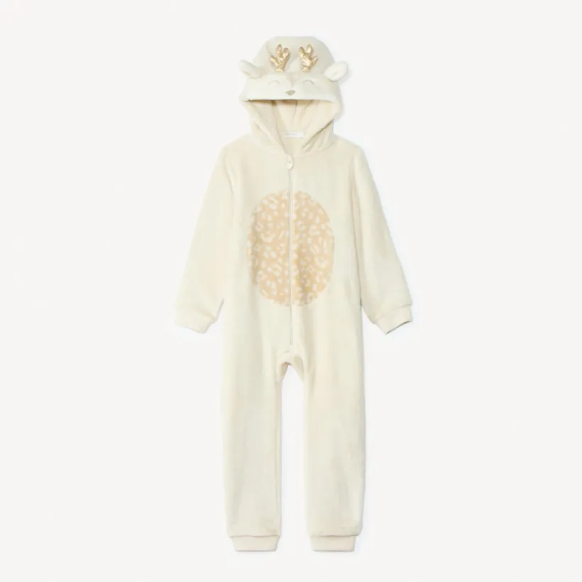 Pyjama topper sherpa met speelse hertenkap meisjes