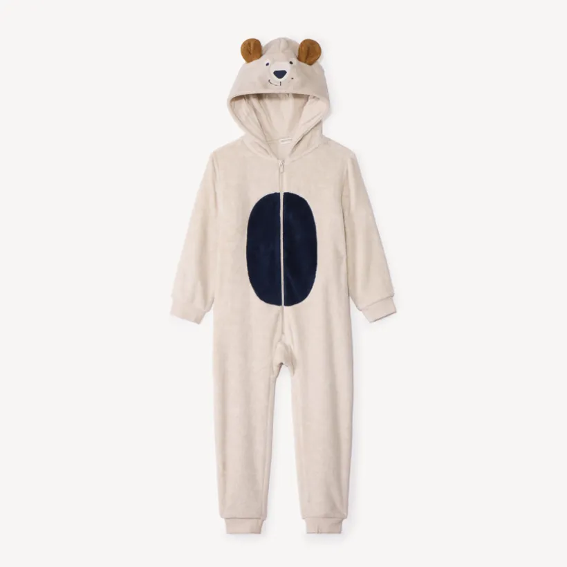 pyjama topper sherpa met speelse hondenkap jongens