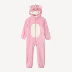 pyjama topper sherpa met sterrenpatroon en eenhoornkap meisjes