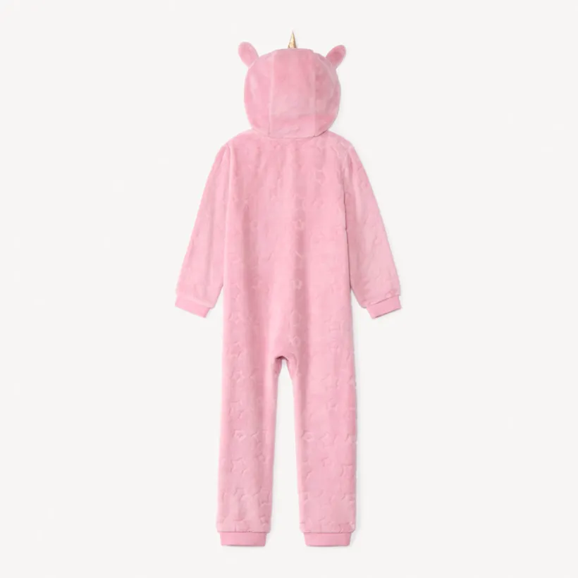 pyjama topper sherpa met sterrenpatroon en eenhoornkap meisjes