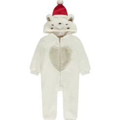 Pyjama topper speels in sherpa met kerstbeer meisjes