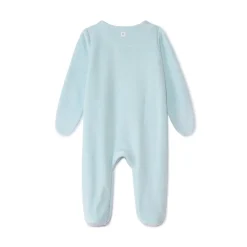 Pyjama van fluweel met devoré-effect en olifantenpatch voor babyjongen