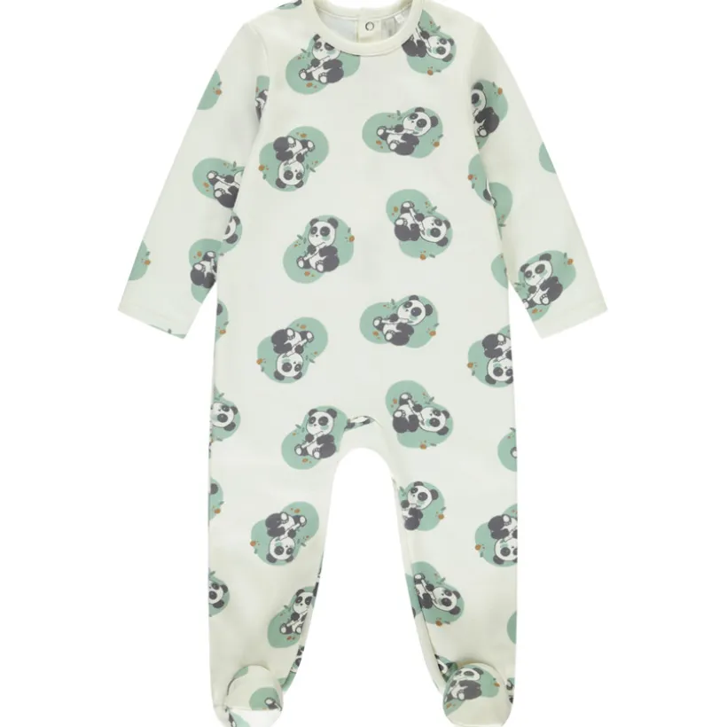 Pyjama van fluweel met fantasierijke panda-print voor baby met verschillende sluitingen volgens leeftijd