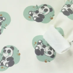 Pyjama van fluweel met fantasierijke panda-print voor baby met verschillende sluitingen volgens leeftijd
