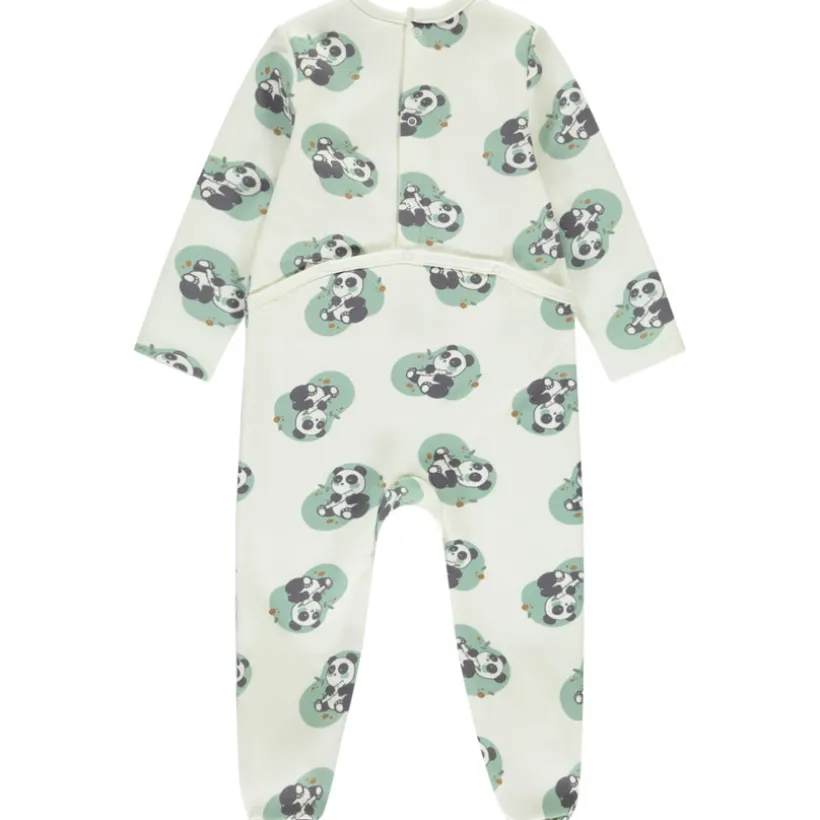 Pyjama van fluweel met fantasierijke panda-print voor baby met verschillende sluitingen volgens leeftijd