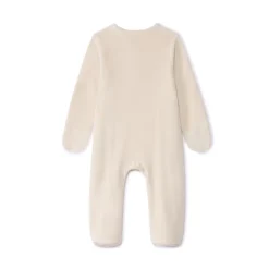 Pyjama van fluweel met geborduurde bladeren voor baby