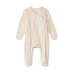 Pyjama van fluweel met geborduurde bladeren voor baby
