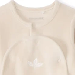 Pyjama van fluweel met geborduurde bladeren voor baby