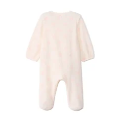 Pyjama van fluweel met lichtroze hartjesprint voor babymeisje