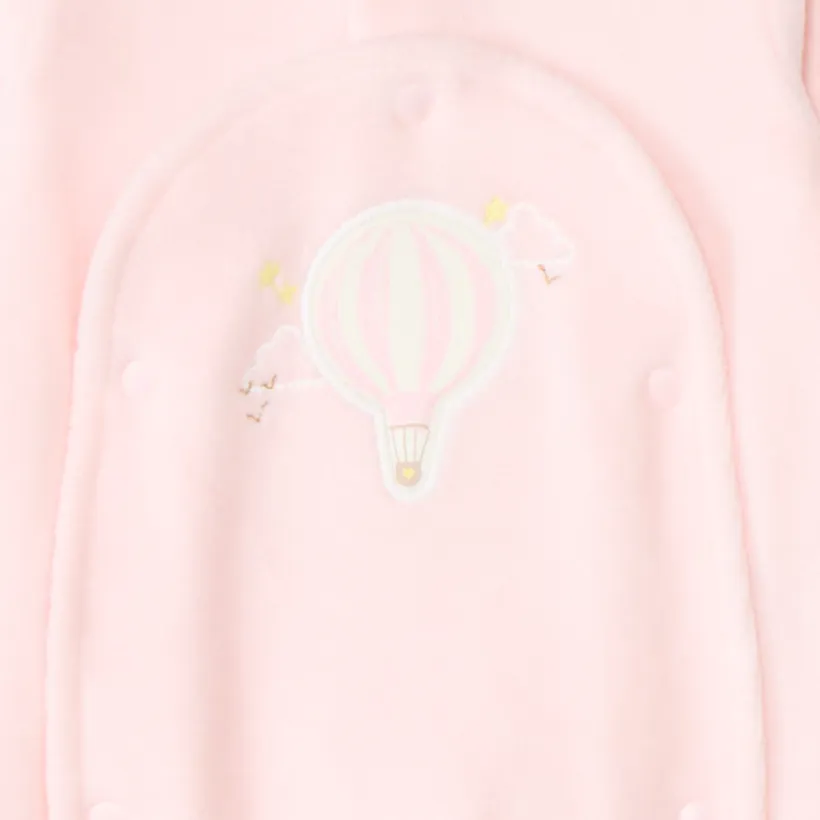 Pyjama van fluweel met luchtballonpatch voor premature babymeisjes