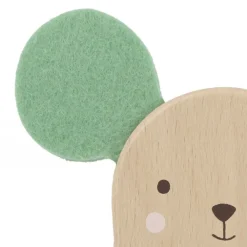 Rammelaar Muis met geluid in hout Beige/Groen