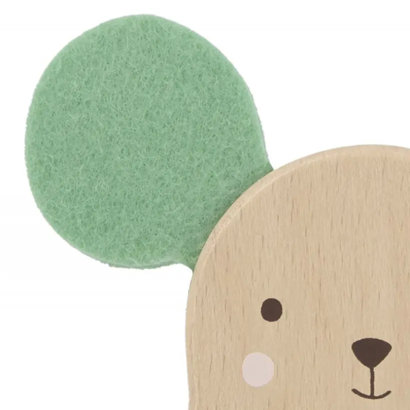 Rammelaar Muis met geluid in hout Beige/Groen