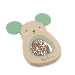 Rammelaar Muis met geluid in hout Beige/Groen