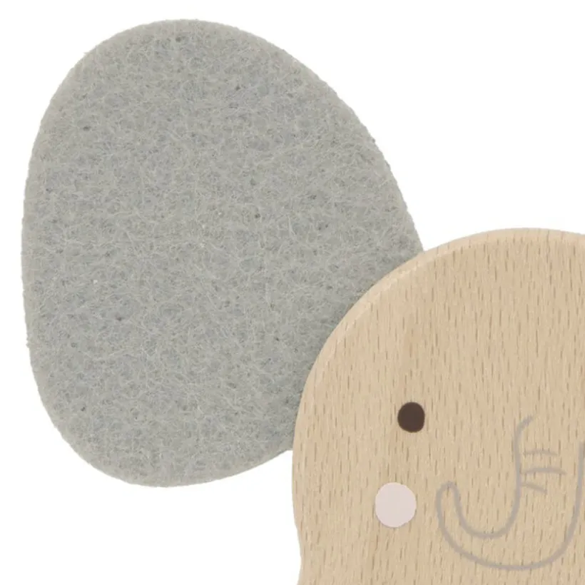 Rammelaar Olifant met geluid in hout Beige/Grijs