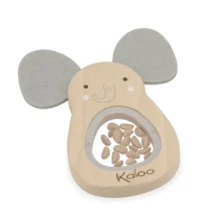 Rammelaar Olifant met geluid in hout Beige/Grijs