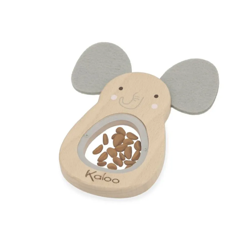 Rammelaar Olifant met geluid in hout Beige/Grijs