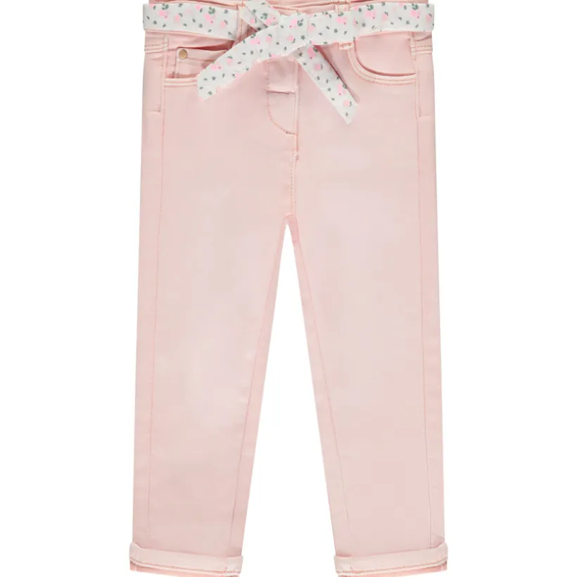 Rechtdoor jeans met bloemensluiting voor babymeisjes