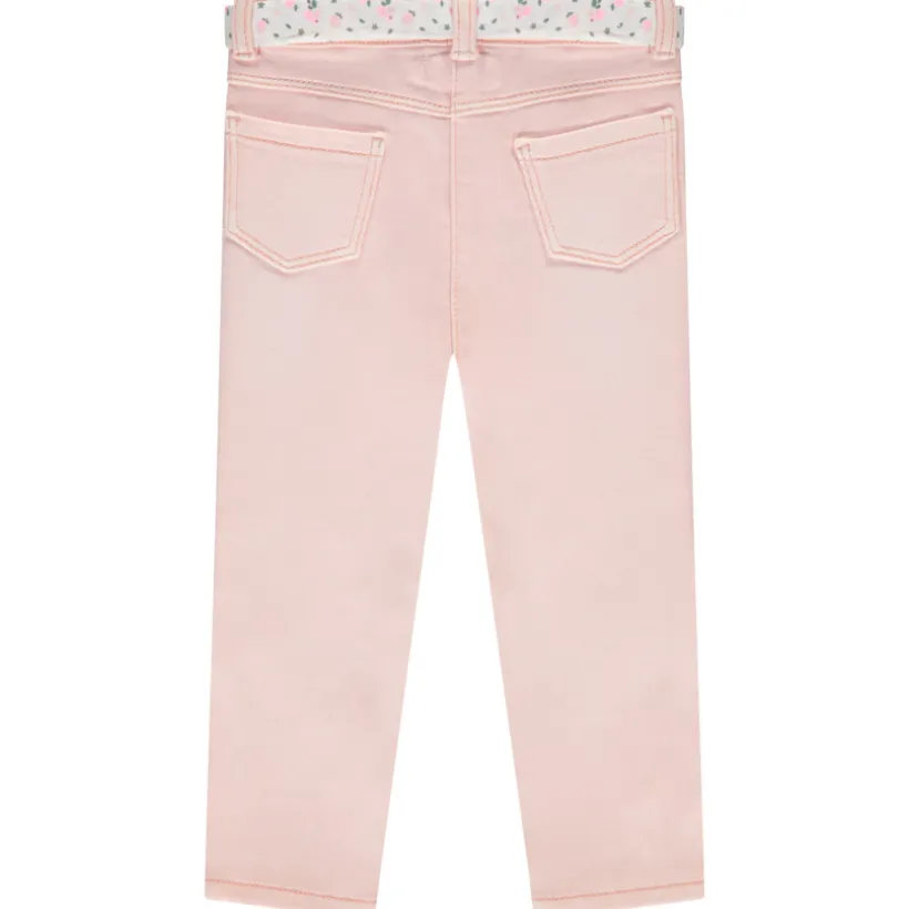 Rechtdoor jeans met bloemensluiting voor babymeisjes