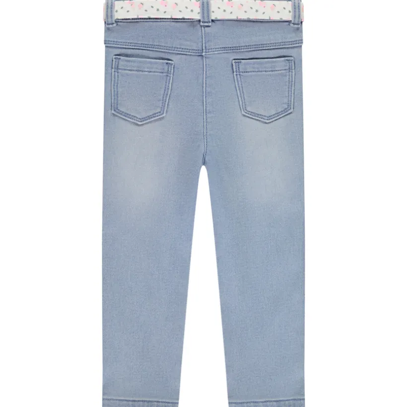 Rechtdoor jeans met bloemensluiting voor babymeisjes