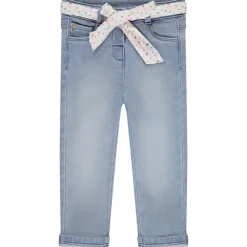 Rechtdoor jeans met bloemensluiting voor babymeisjes