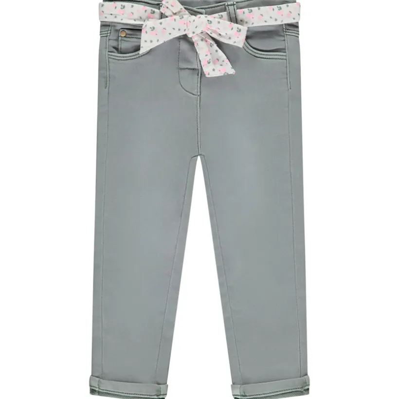 Rechtdoor jeans met bloemensluiting voor babymeisjes