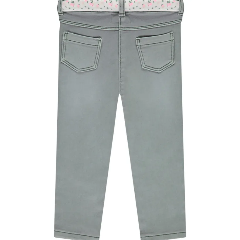 Rechtdoor jeans met bloemensluiting voor babymeisjes