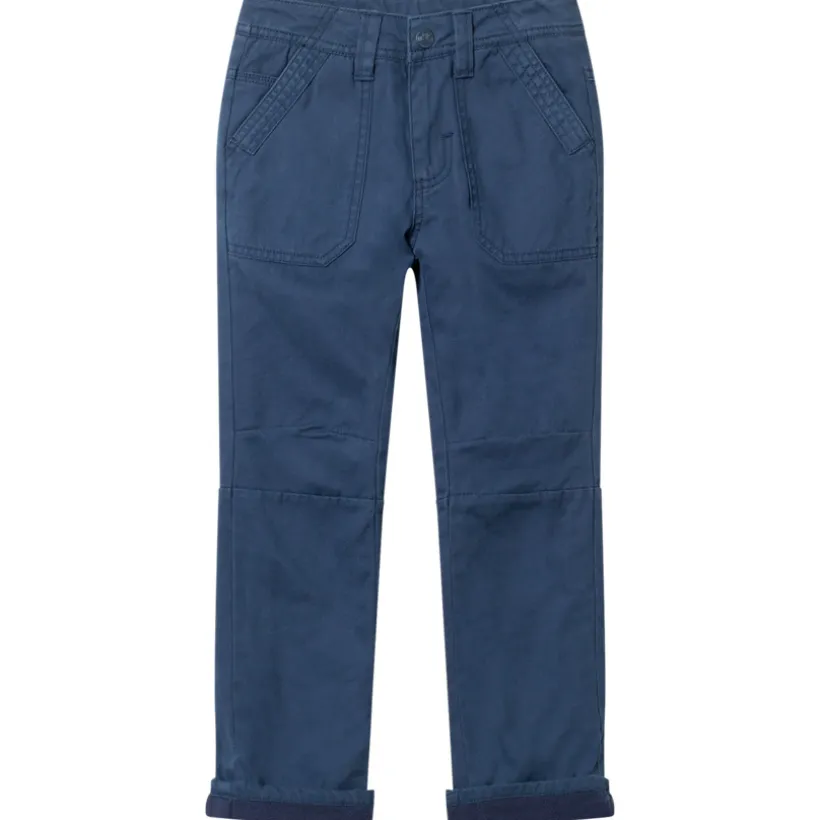 Rechte broek in twill met fleecevoering, jongens