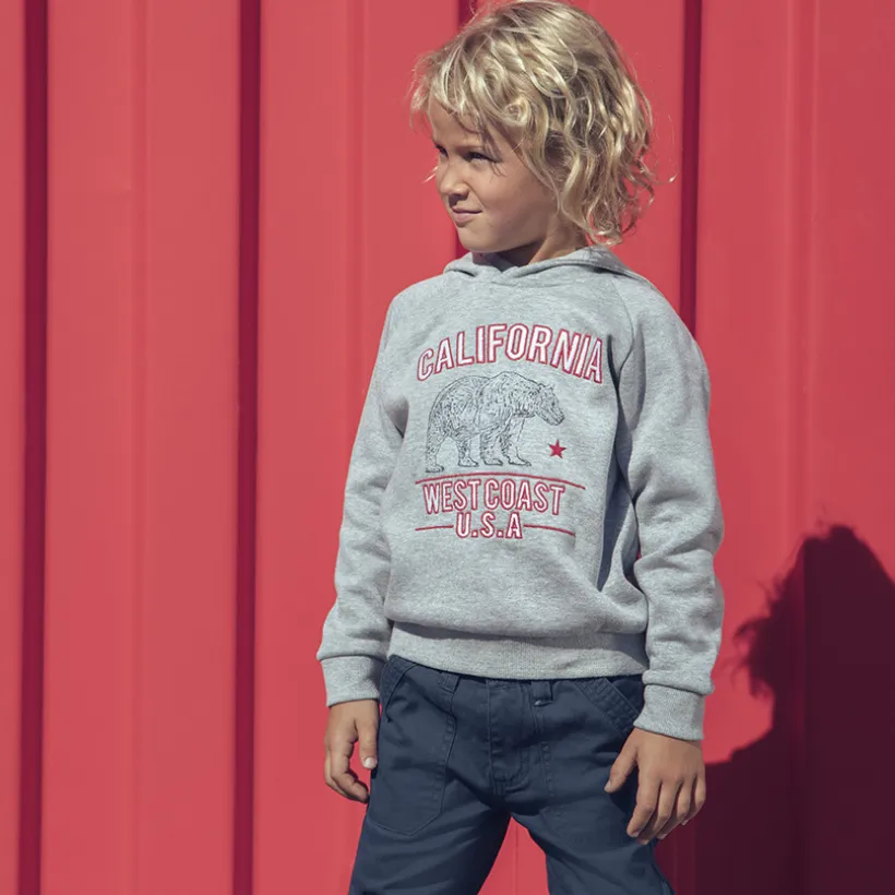 Rechte broek in twill met fleecevoering, jongens