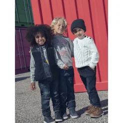 Rechte broek in twill met fleecevoering, jongens
