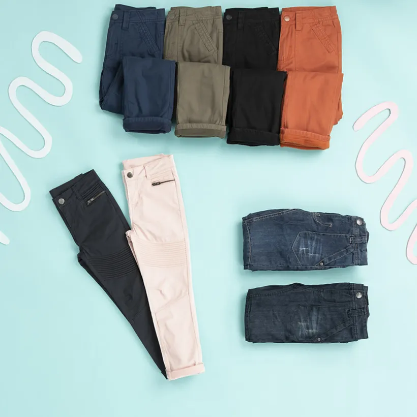 Rechte broek in twill met fleecevoering, jongens