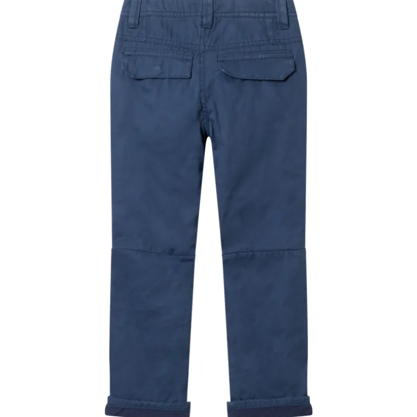 Rechte broek in twill met fleecevoering, jongens