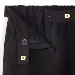 Rechte broek met effen kleur en contrasterende zijstrepen meisjes