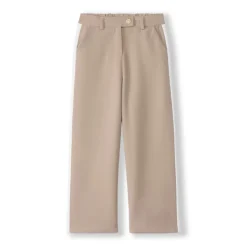 Rechte broek met effen kleur en contrasterende zijstrepen meisjes