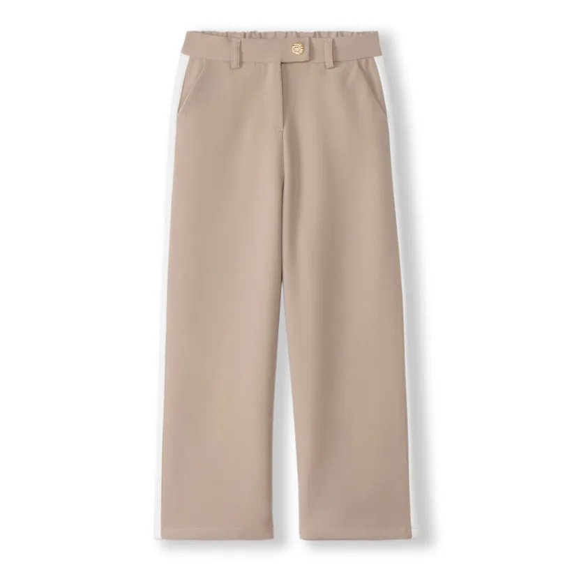 Rechte broek met effen kleur en contrasterende zijstrepen meisjes
