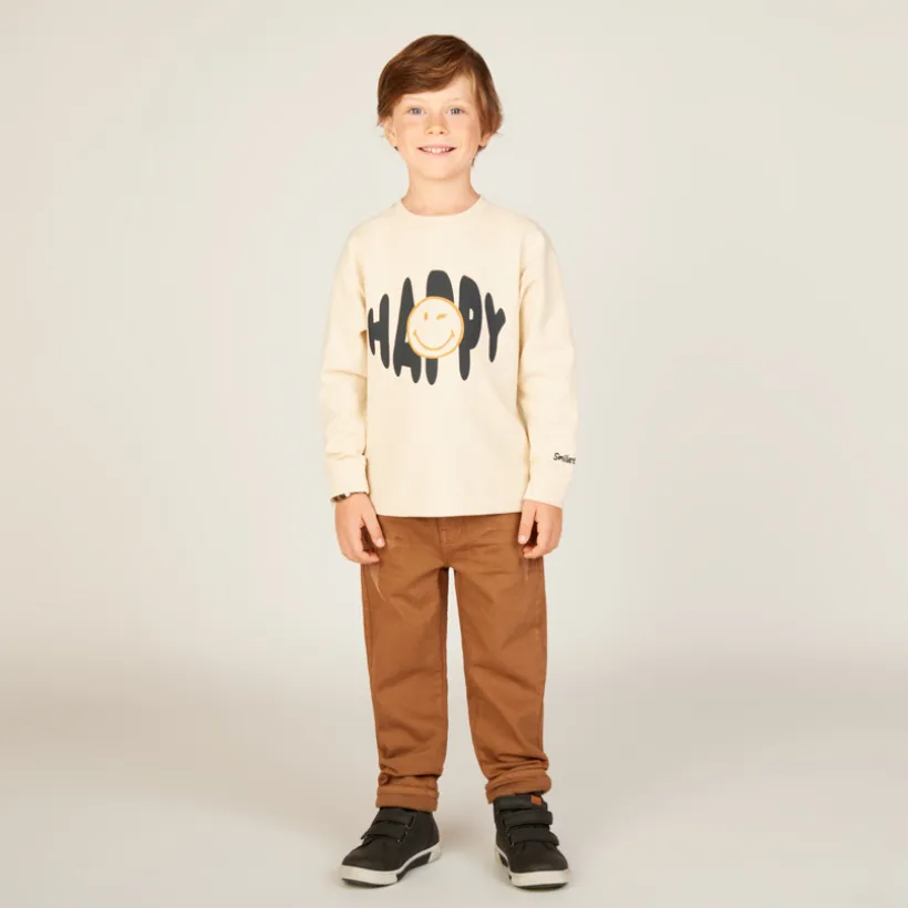 Rechte jeans met een versleten effect en gevoerd jongens