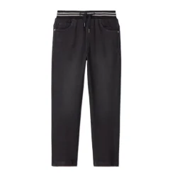 Rechte jeans met elastische, geribde taille en strepen jongens