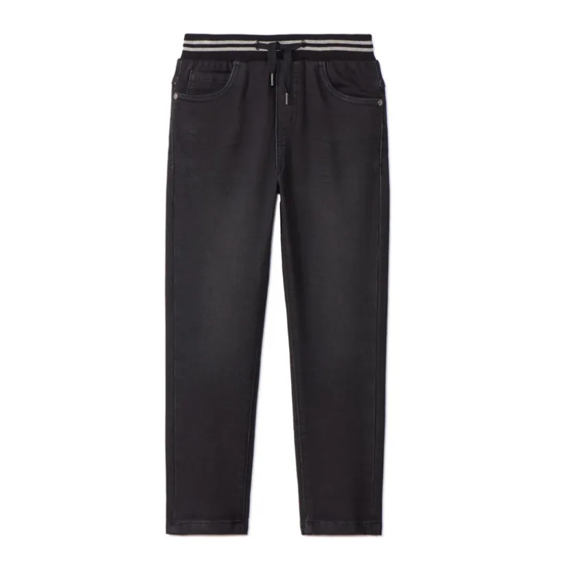 Rechte jeans met elastische, geribde taille en strepen jongens