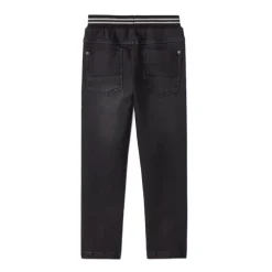 Rechte jeans met elastische, geribde taille en strepen jongens