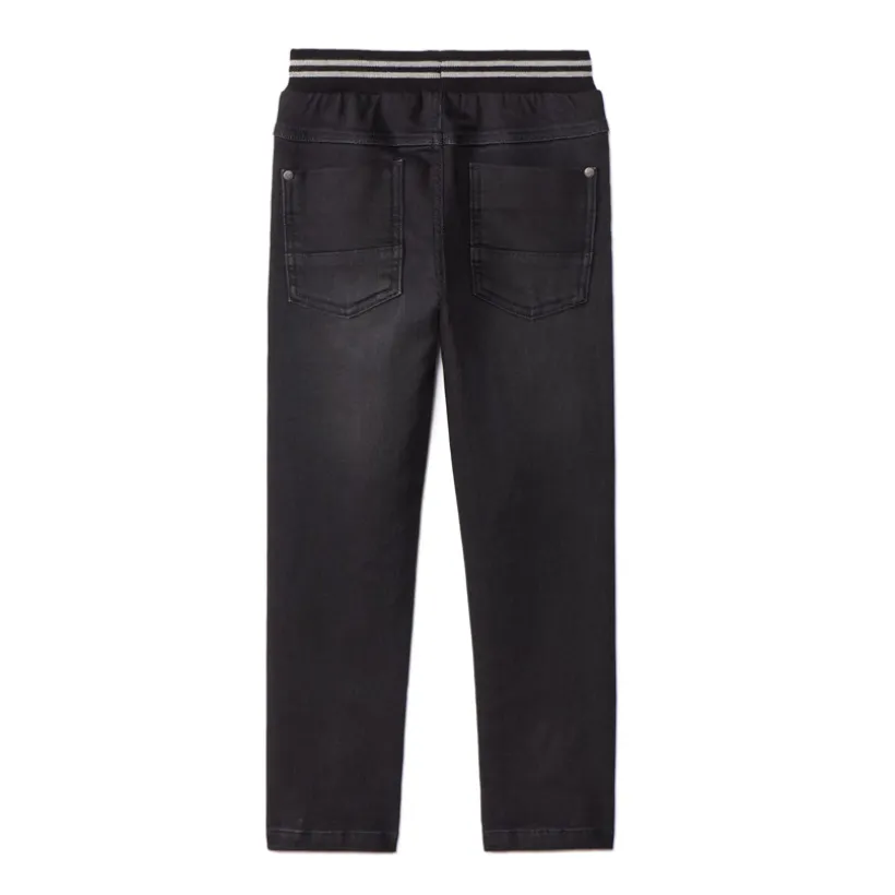 Rechte jeans met elastische, geribde taille en strepen jongens