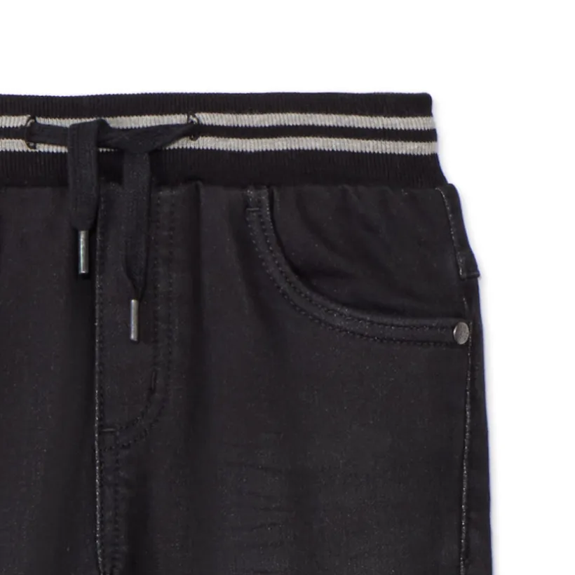 Rechte jeans met elastische, geribde taille en strepen jongens