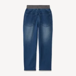 Rechte jeans met elastische taille en geribde strepen jongens