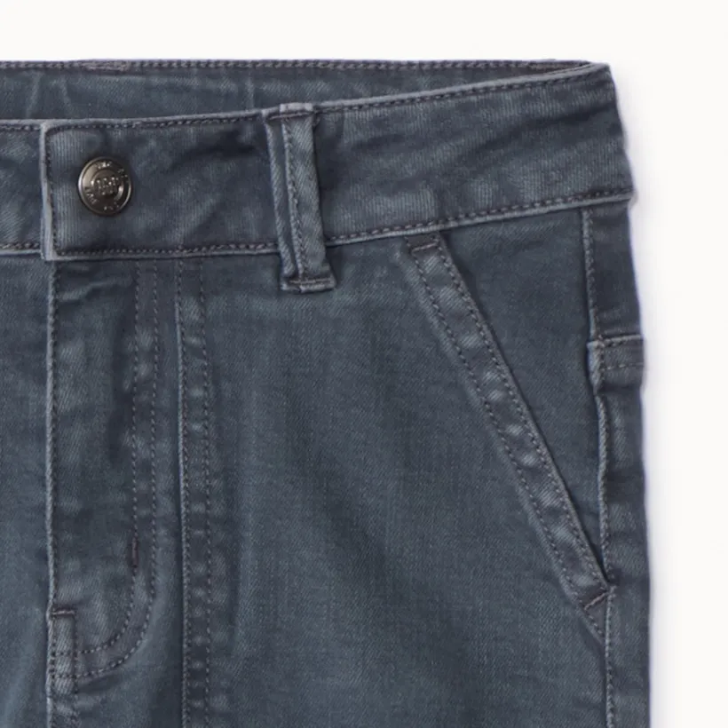 Rechte jeans van overgeverfd effen denim jongens