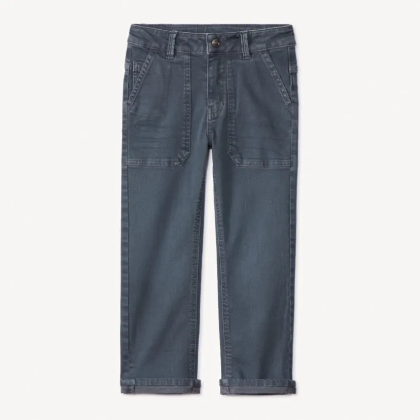 Rechte jeans van overgeverfd effen denim jongens