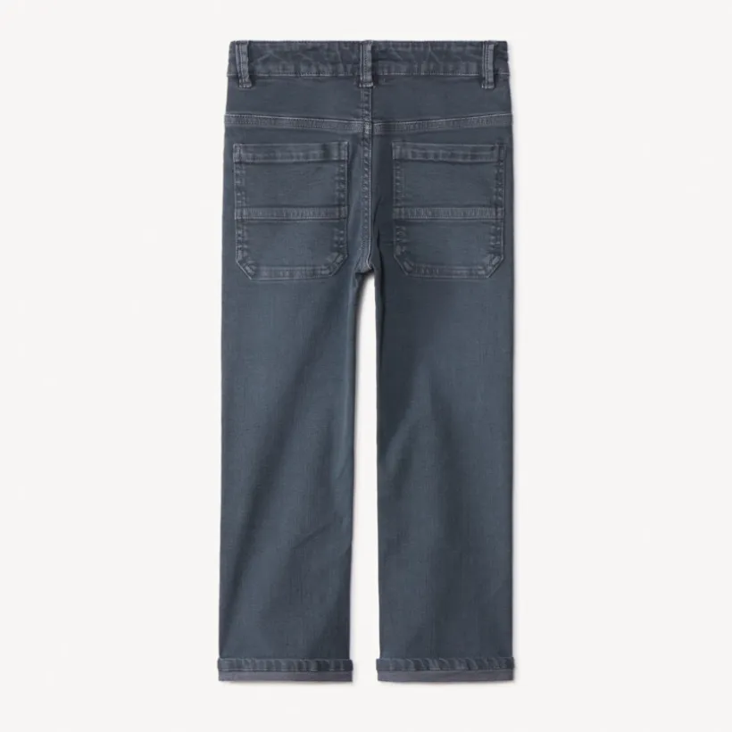 Rechte jeans van overgeverfd effen denim jongens
