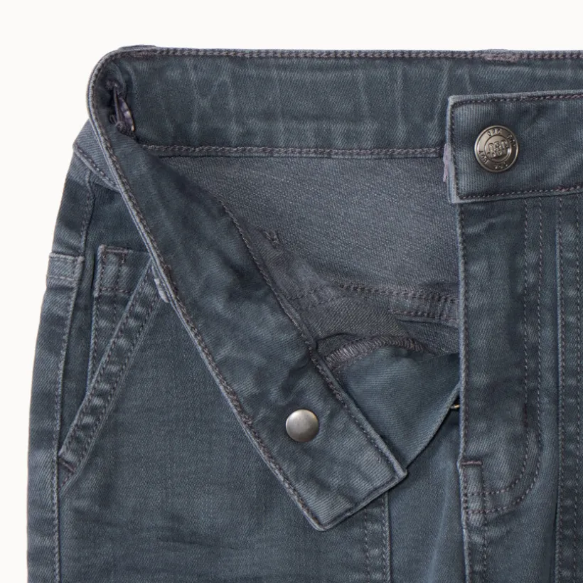 Rechte jeans van overgeverfd effen denim jongens