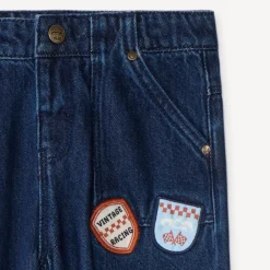 Rechterschijf baby jongensjeans met vintage geborduurde patches