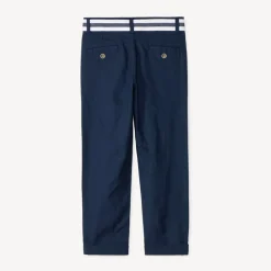 Rechthoekige broek van stof met riem jongens