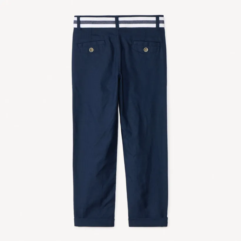 Rechthoekige broek van stof met riem jongens