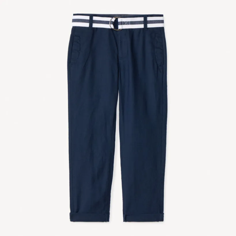 Rechthoekige broek van stof met riem jongens