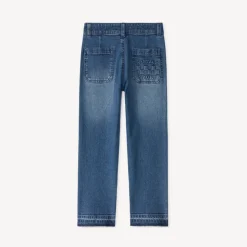 Rechthoekige jeans jongens met Vintage Sport reliëfprint